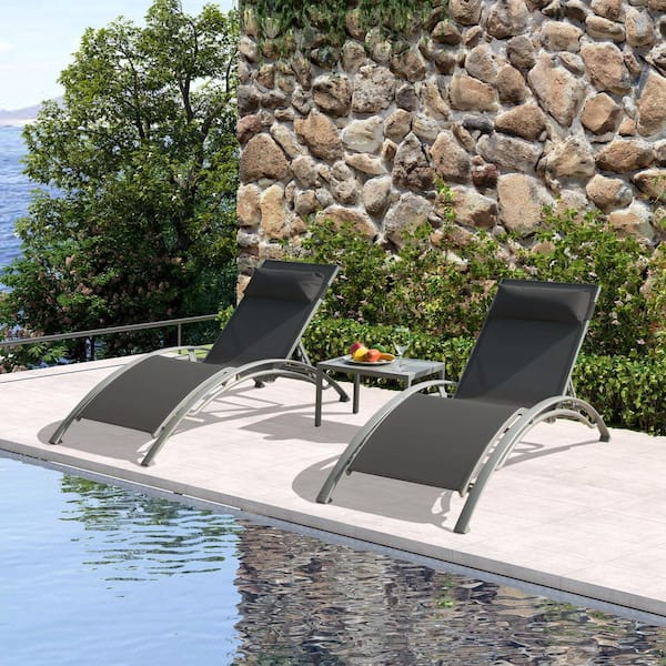 domi outdoor living 2-Piece Outdoor Chaise Lounge Set with Side Table, Adjustable and All-Weather Design