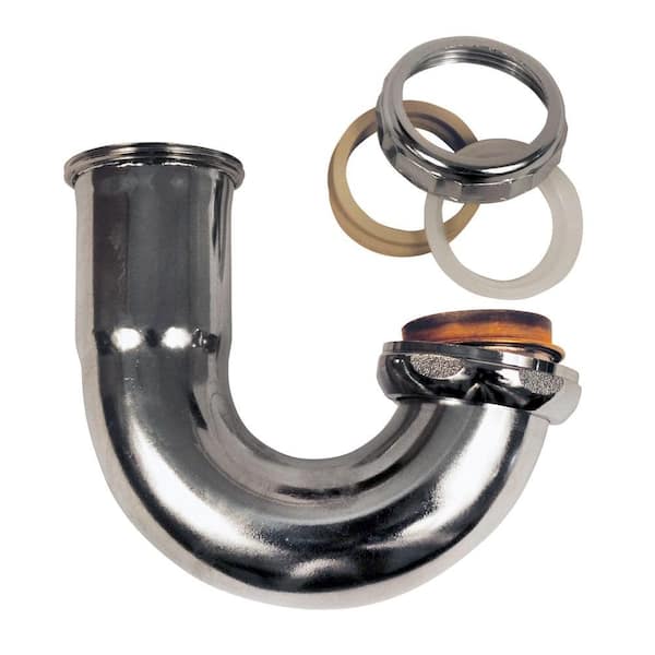 22 Gauge 1-1/2" Chrome Plated Brass Hi Inlet Sink Trap J-Bend with Inverted Nut 