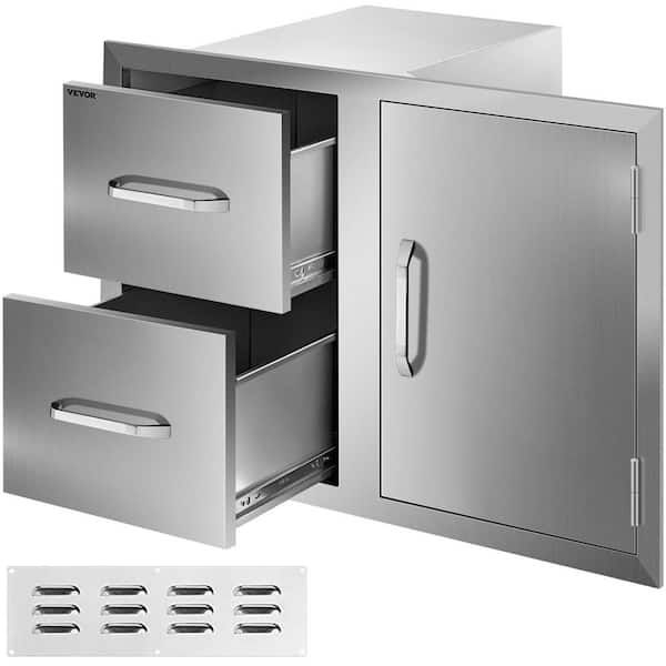 Outdoor Kitchen Door Drawer Combo 32.5 in. W x 21.6 in. H x 20.5 in. D BBQ Island Drawers with Handles Access Door