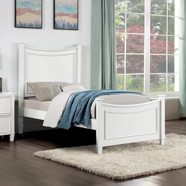 Luman White Wood Twin Youth Platform Bed