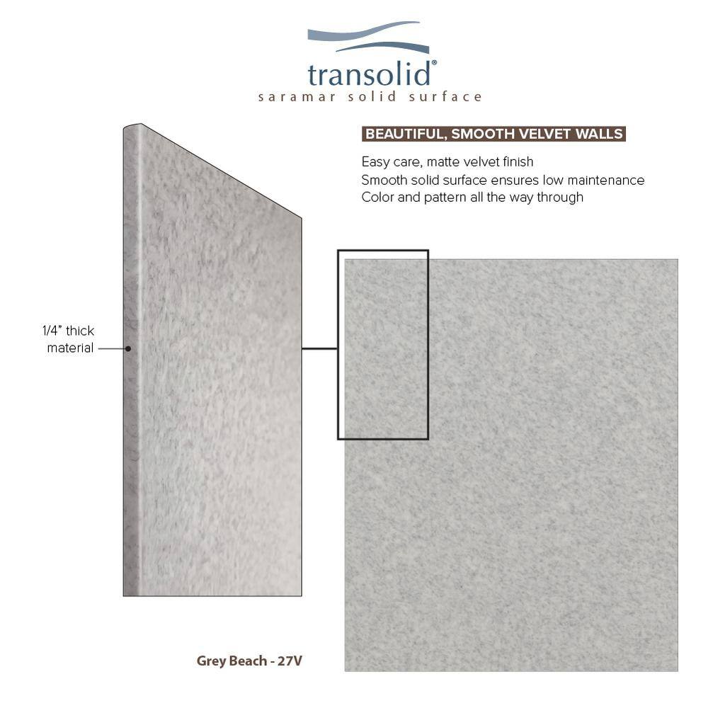 SaraMar 48'' W Gray Solid Surface Shower Wall Panels