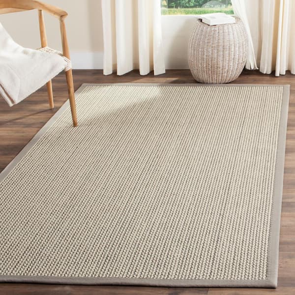 Natural Fiber Gray 9 ft. x 12 ft. Border Area Rug