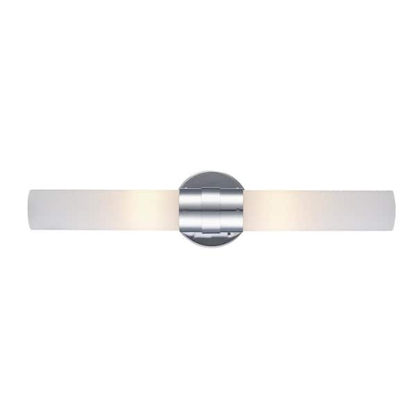 Fusion 20.5 in. 2-Light Polished Chrome Linear Bathroom Vanity Light Fixture with Frosted Glass