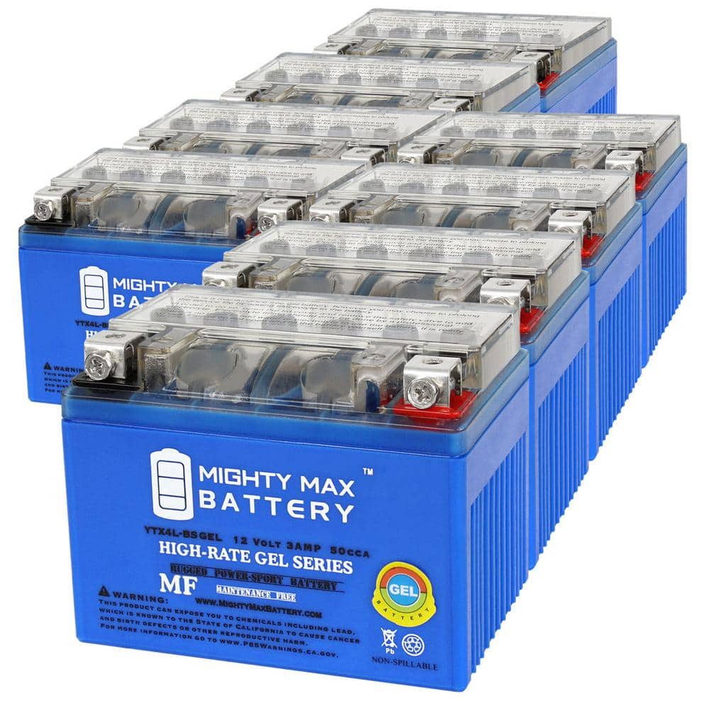 YTX4L-BSGEL - 12 Volt 3 AH, GEL Type, 50 CCA, Rechargeable SLA AGM Motorcycle Battery - Pack of 8 price history on PriceWatchPro