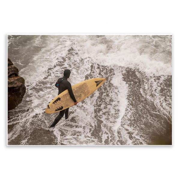 Stupell Industries Surfer Strolling Shore by Crystal Lynn Collins Unframed People Graphic Art Print 10 in. x 15 in.
