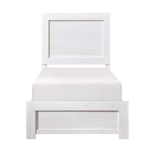 Quinby White Wood Frame Twin Panel Bed