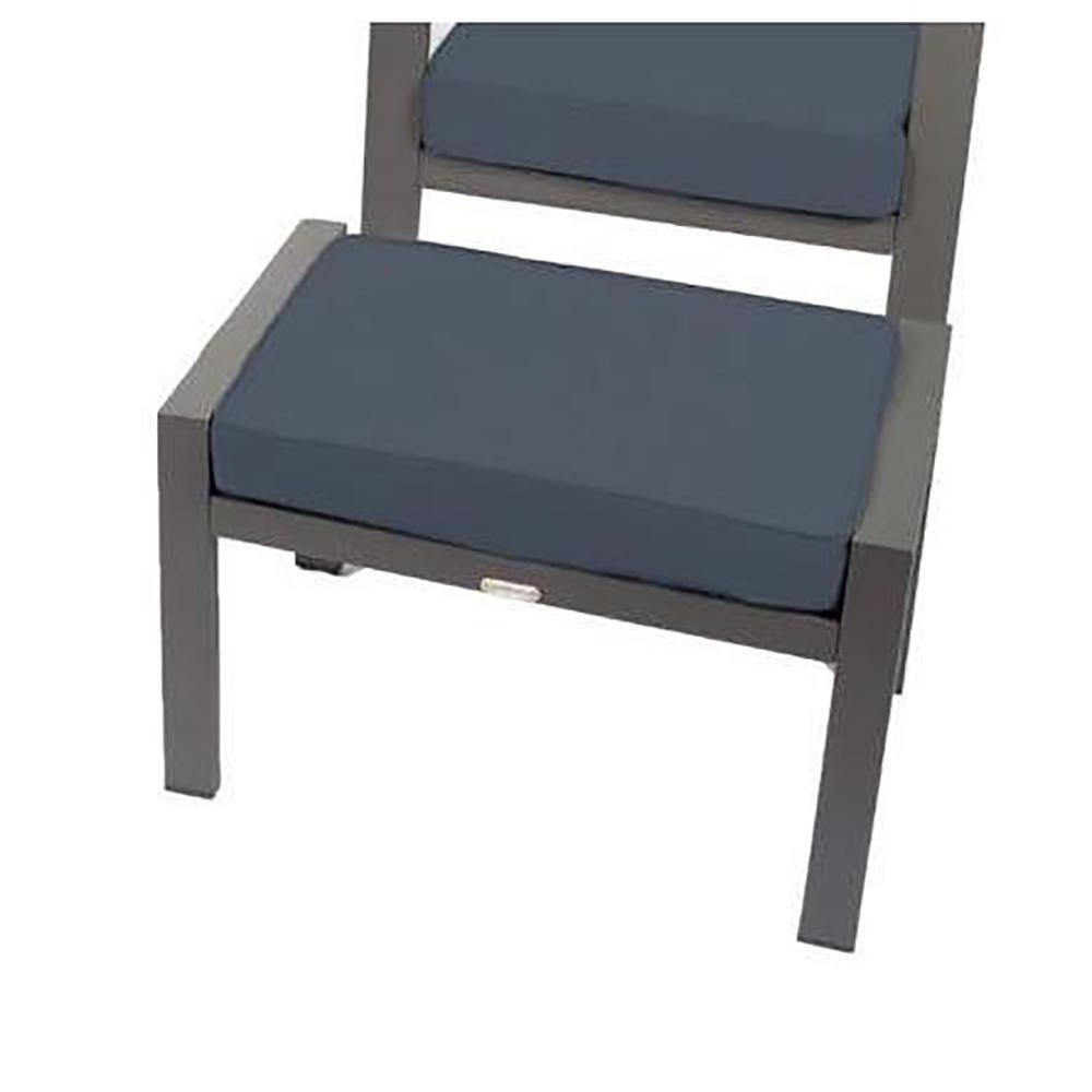 Lakeview Industrial Modern Aluminum Ottoman with Navy Sunbrella® Cushion