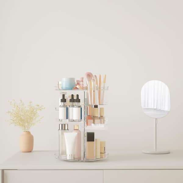 Rotating Makeup Organizer with 8 Adjustable Layers and Multi-Function for Vanity and Bathroom Countertop (1-Pack)
