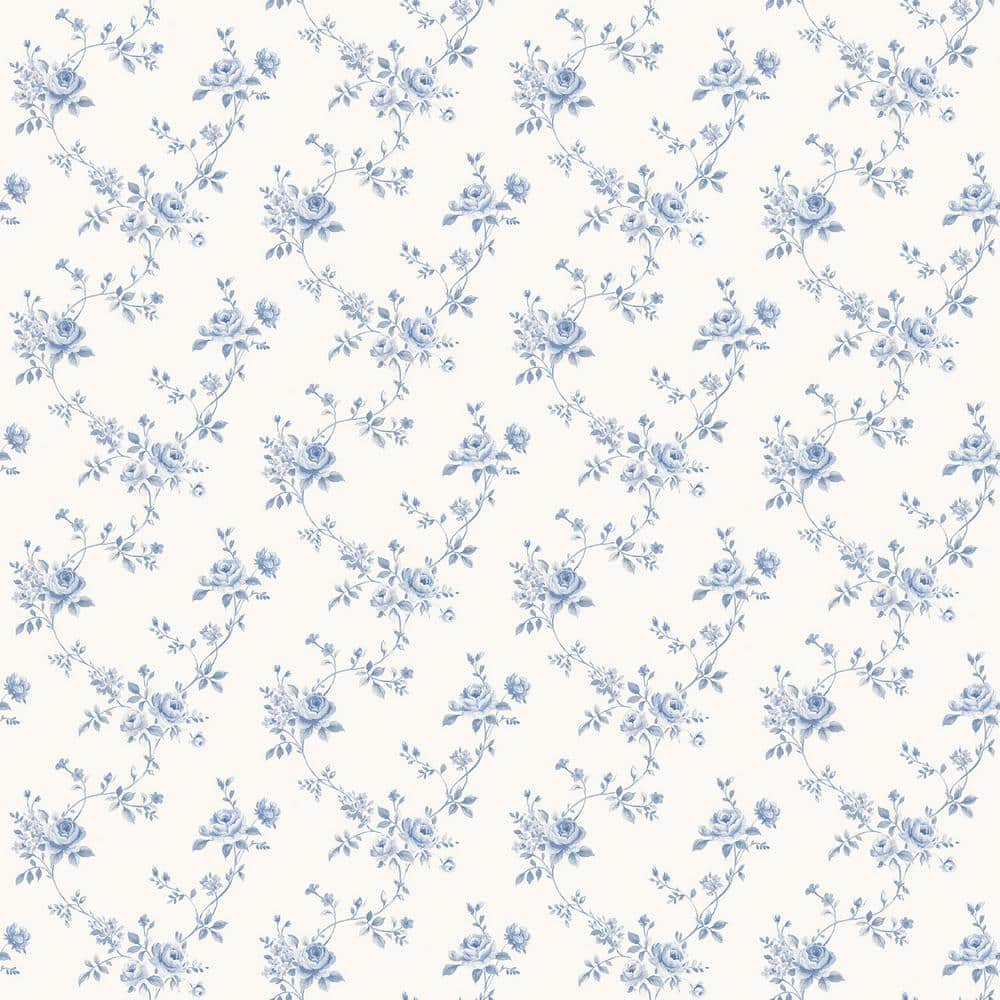 Miniatures 2-Blue Rose Floral Trail Design Matte Finish Non-Pasted Vinyl on