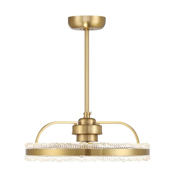 Savoy House Corona 23.5 in. W Indoor Warm Brass Integrated LED Ceiling Fan D'Lier with Clear Acrylic Glass and Remote Included