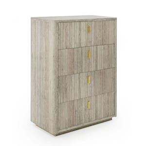 Gray and Gold 4-Drawers 36 in. Dresser Without Mirror