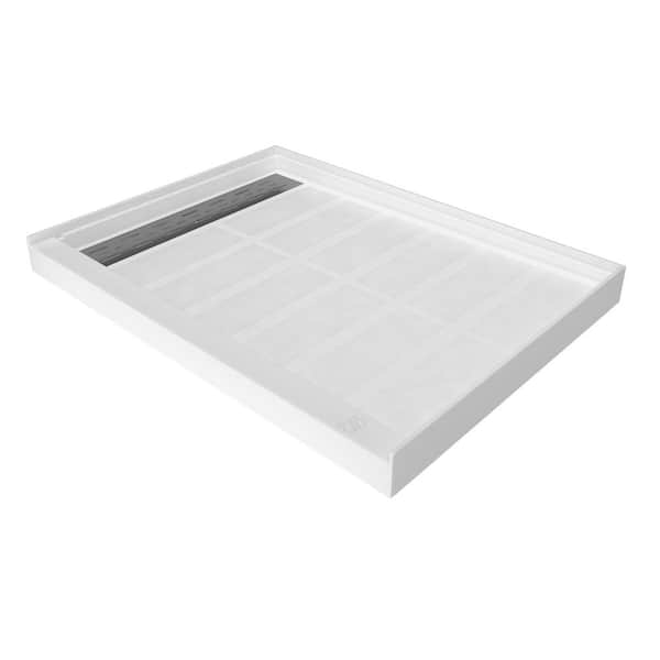 48 in. L x 36 in. W Single Threshold Alcove Shower Pan Base with Left Drain in White