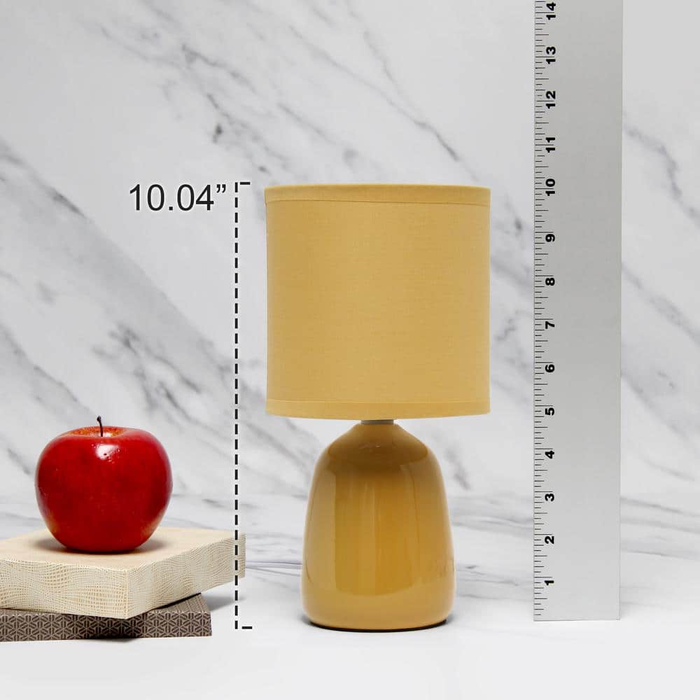 Mustard Yellow Ceramic Thimble Base Table Lamp with Fabric Shade