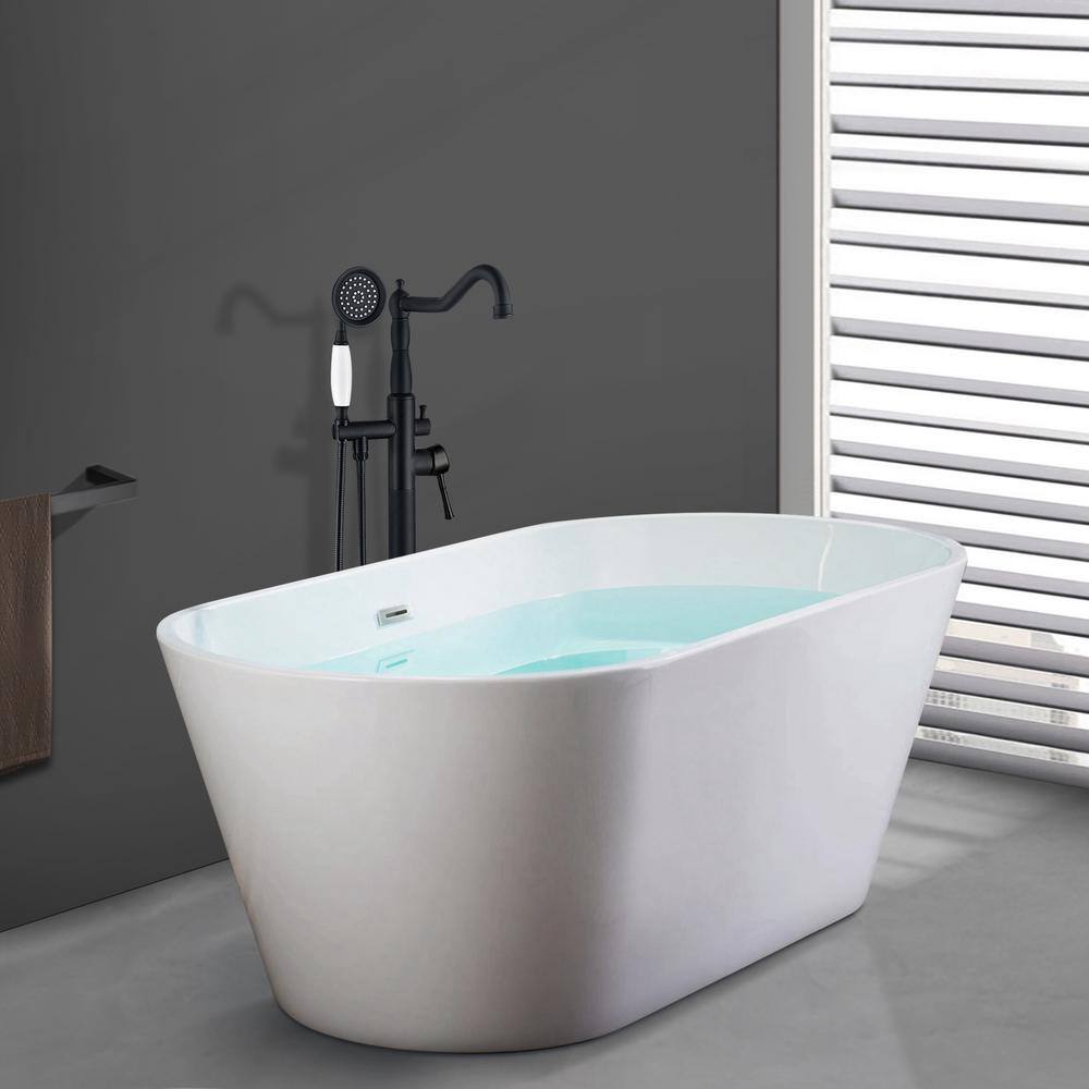 Matte Black Freestanding Bathtub Faucet with Hand Shower