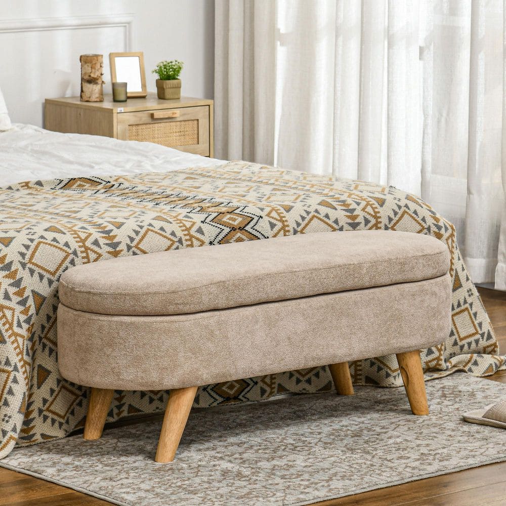 Beige 43.3 in. Bedroom Bench without Back with Storage price history on PriceWatchPro