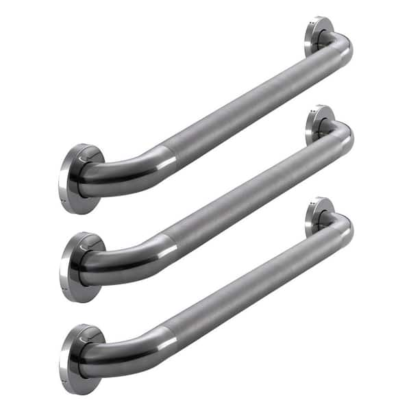 Glacier Bay 24 in. x 1-1/2 in. Concealed Peened Grab Bar Combo in Polished Stainless Steel (3-Pack)