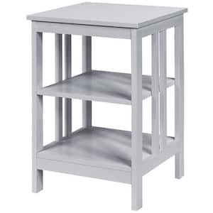 Grey 3-tier Side Table Nightstand Sofa End Table Storage Display Shelf