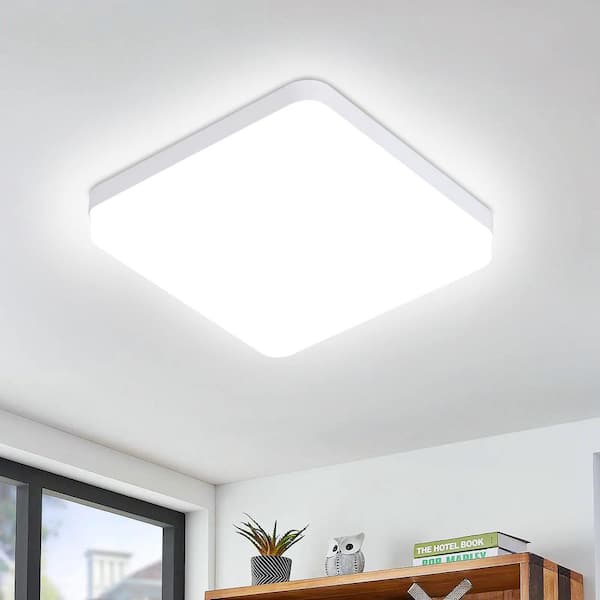 LWYTJO Kulli 9 in. 36-Watt Modern Square Simple -Watthite Integrated LED Flush Mount 5000K -Wattith Shade