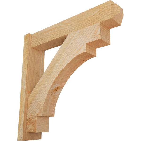 Ekena Millwork 6 in. x 28 in. x 28 in. Douglas Fir Merced Craftsman Rough Sawn Outlooker