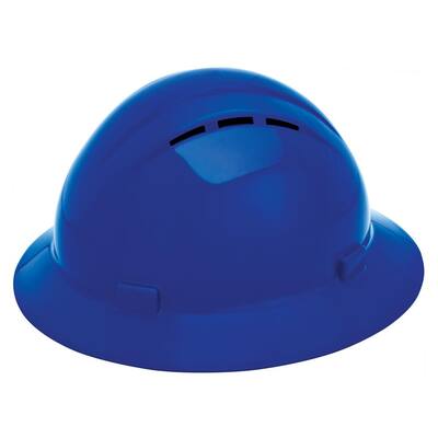 Americana Vent 4 Point Nylon Suspension Mega Ratchet Full Brim Hard Hat in Blue