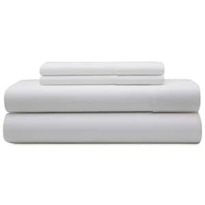 4-Piece White Solid 600 Thread Count Cotton Blend Full Sheet Set