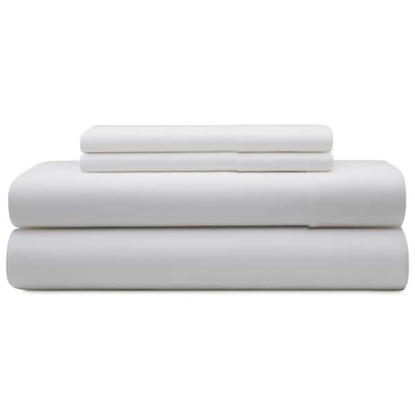 Brookside 4-Piece White Solid 600 Thread Count Cotton Blend Full Sheet Set