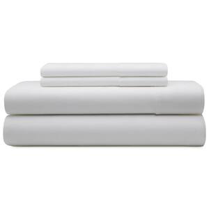 4-Piece White Solid Microfiber California King Sheet Set
