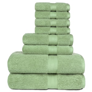 Sarajane 8-Piece Dusty Sage Solid Cotton Bath Towel Set