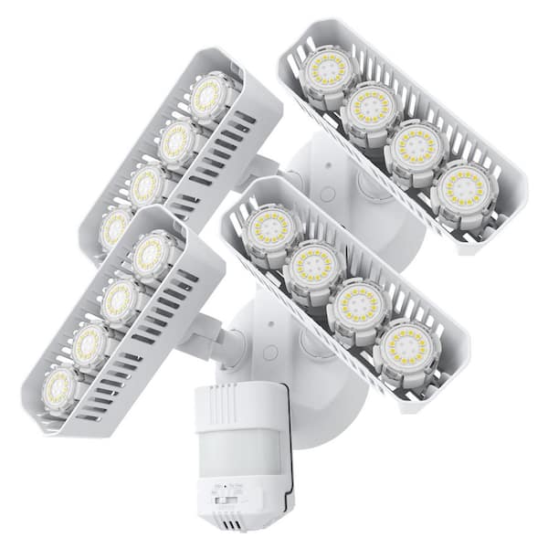 SANSI 700-Watt Equiv 7000 Lumens 180° White Motion Sensing Dusk to Dawn Integrated LED 5000K Waterproof Flood Light, 2-Pack