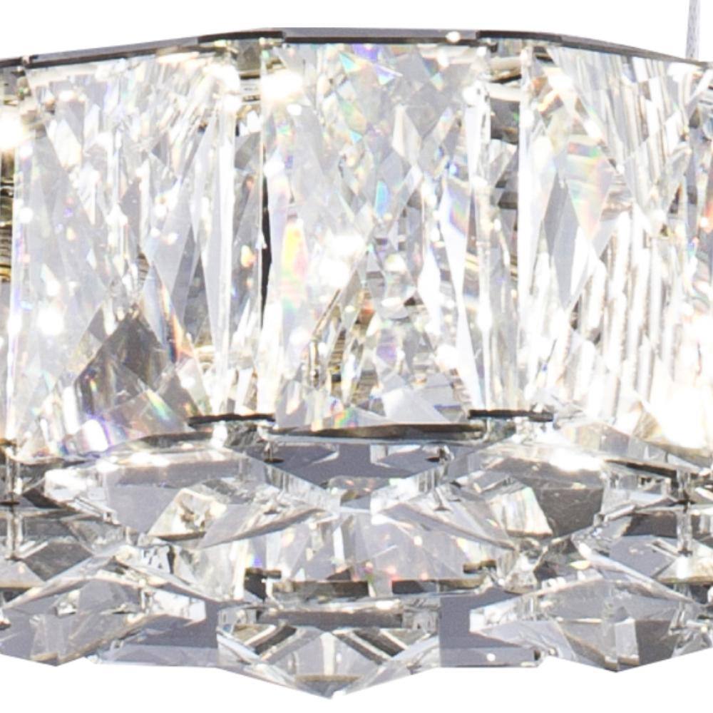 6" Chrome and Crystal LED Drum Pendant Light