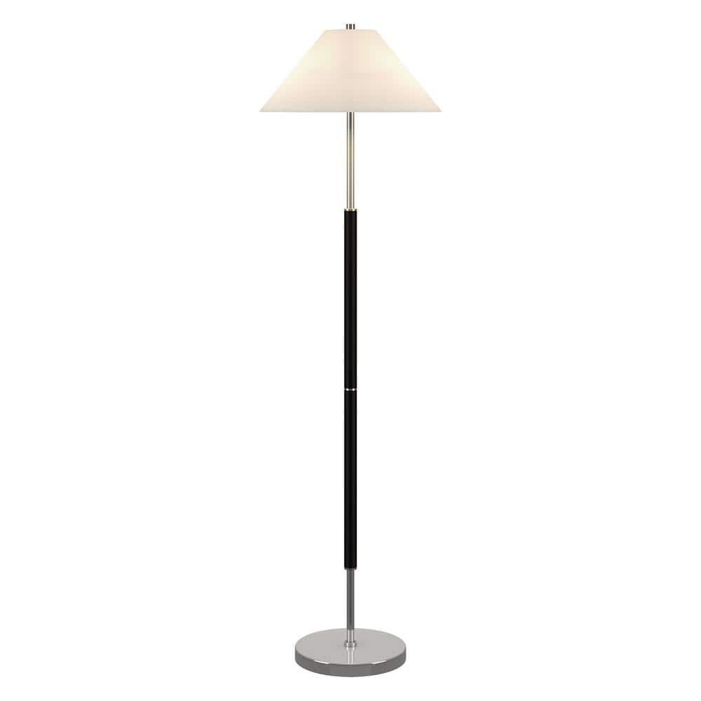 Simone 61.5 in. Matte Black/Polished Nickel 2-Light Standard Floor Lamp with Fabric Shade price history on PriceWatchPro