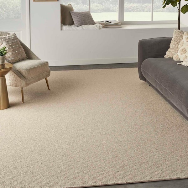 Hampton Rib Oatmeal 5 ft. x 7 ft. Custom Area Rug with Pad