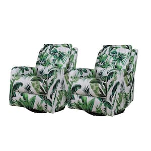 Bellamy Modern Green Polyester Tufted Wingback Swivel Recliner with Metal Base (Set of 2)