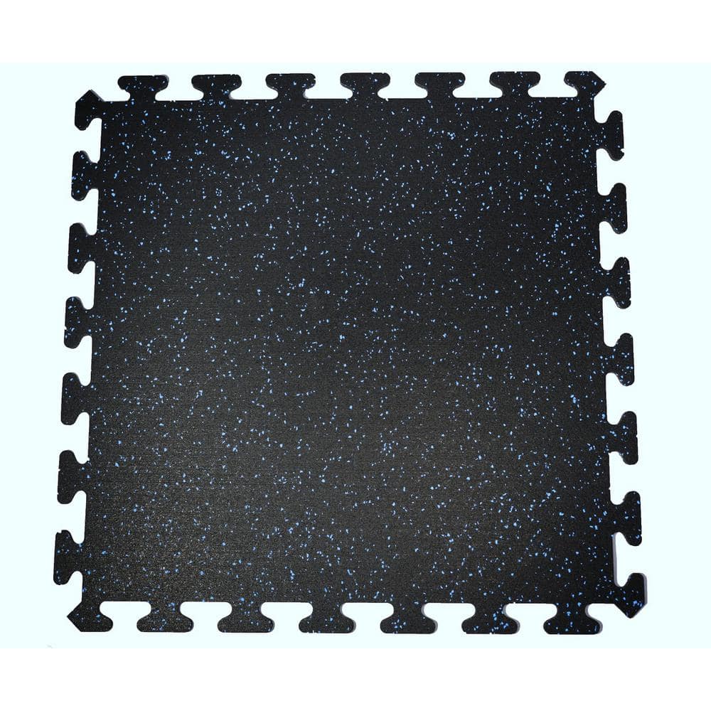 Black With Blue Speck 24 In By 24 In Interlocking Recycled Rubber Floor Tile 24 Sq Ft Ezflex8bl The Home Depot