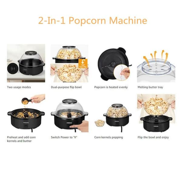 Hot Air Popcorn Maker Machine 1100W Electric Popcorn Popper Kernel Corn  Maker Bpa Free, 95%