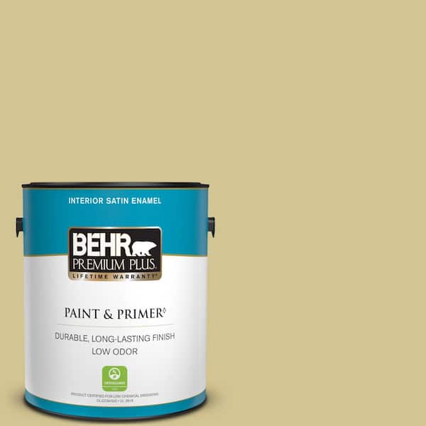 BEHR PREMIUM PLUS 1 gal. #M310-4 Almondine Satin Enamel Low Odor Interior Paint & Primer