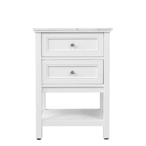 Timeless Home Gina 24 in. W x 22 in. D x 33.75 in. H Single Bathroom Vanity in White with Carrara White Marble