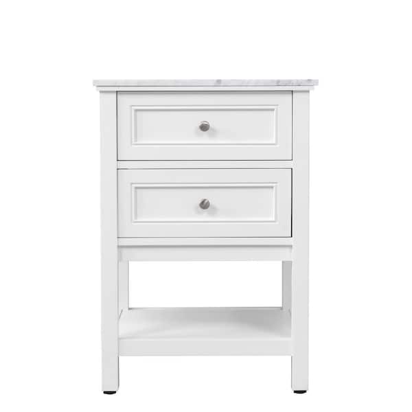 Unbranded Timeless Home Gina 24 in. W x 22 in. D x 33.75 in. H Single Bathroom Vanity in White with Carrara White Marble