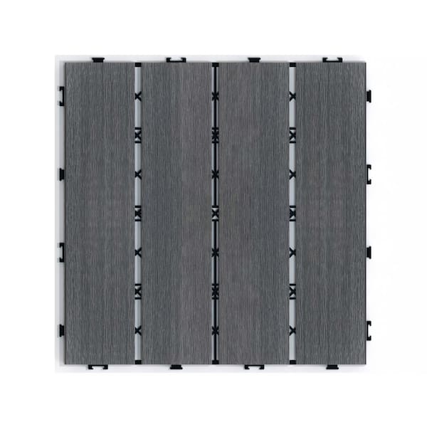 Tidoin Outdoor 1 ft. x 1 ft. Composite Deck Tile in Dark Gray (11 Per Box)