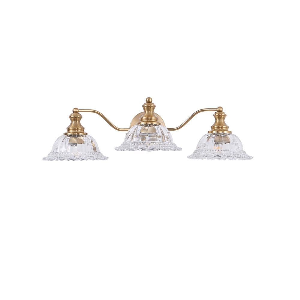 Modern 24 in. 3-Light Gold Vanity Light Wall Sconce with Glass Shades price history on PriceWatchPro