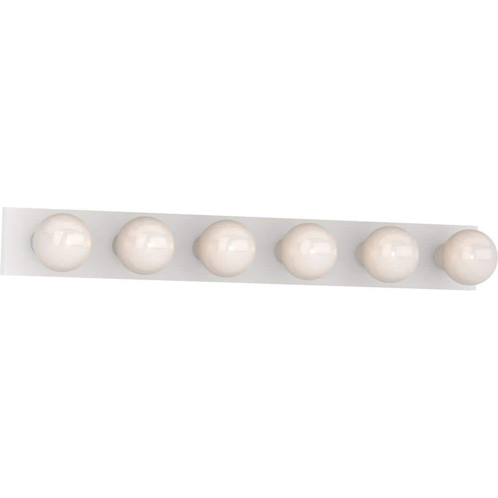 White Metal 6-Light Hardwired Vanity Fixture