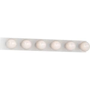 6-Light Indoor White Movie Beauty Makeup Hollywood Bath or Vanity Light Bar Wall Mount or Wall Sconce