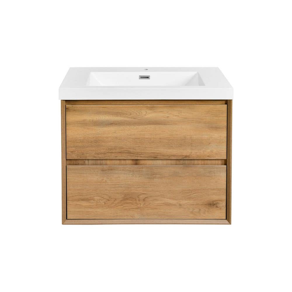 Solenne 30 in. W x 19.3 in. D x 25.6 in. H Single Sink Floating Bath Vanity in Nature Brown with White Resin Top price history on PriceWatchPro