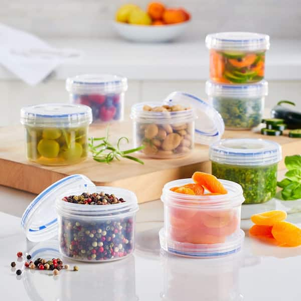 Glad Mini Round Food Storage Containers with Lids - 8 pk - Clear/Blue, 4 oz  - Foods Co.