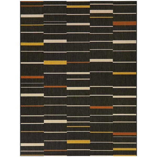 BALTA Hugo Charcoal 7 ft. 10 in. x 10 ft. Stripe Indoor/Outdoor Area Rug