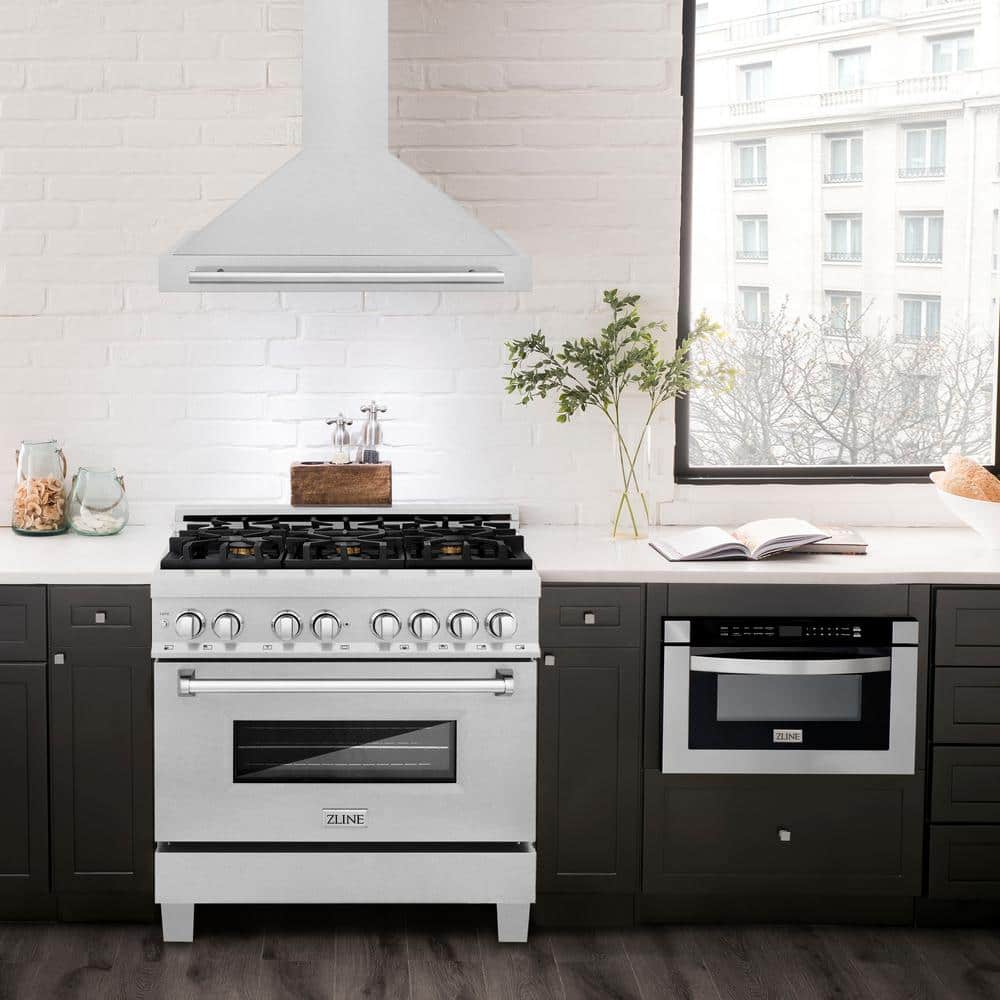 ZLINE 36" Stainless Steel Convertible Range Hood with Charcoal Filter
