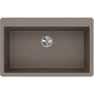 Quartz Classic Greige Quartz 33 in. Single Bowl Drop-In Kitchen Sink