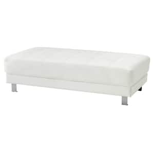 Riveredge White Faux Leather Upholstered Ottoman