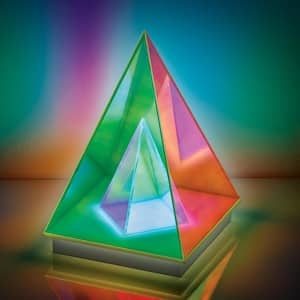 7.7 in. Iridescent Acrylic Indoor Infinity Table Light Pyramid