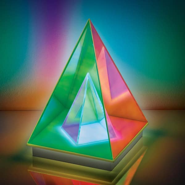 Unbranded 7.7 in. Iridescent Acrylic Indoor Infinity Table Light Pyramid
